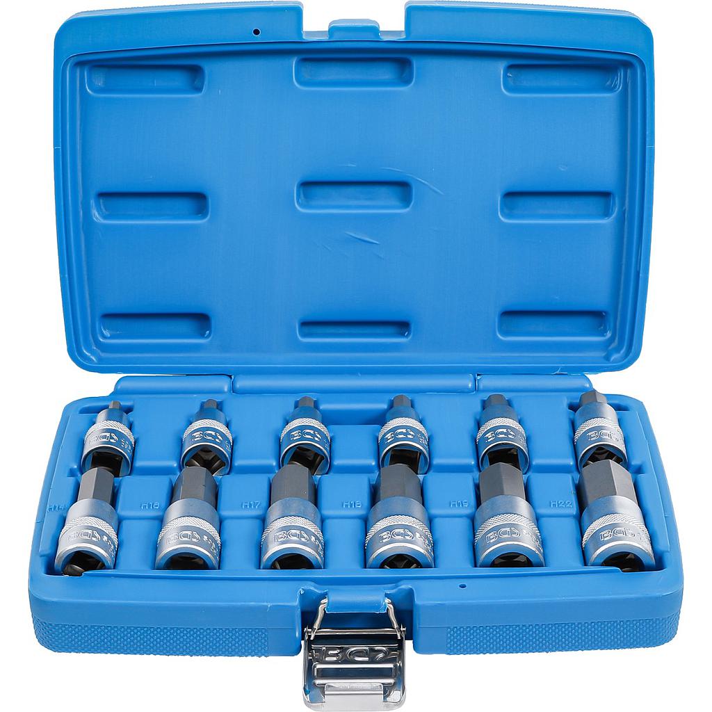 Bit-Einsatz-Satz | Antrieb Innenvierkant 12,5 mm (1/2&quot;) | Innensechskant 5 - 22 mm | 12-tlg.