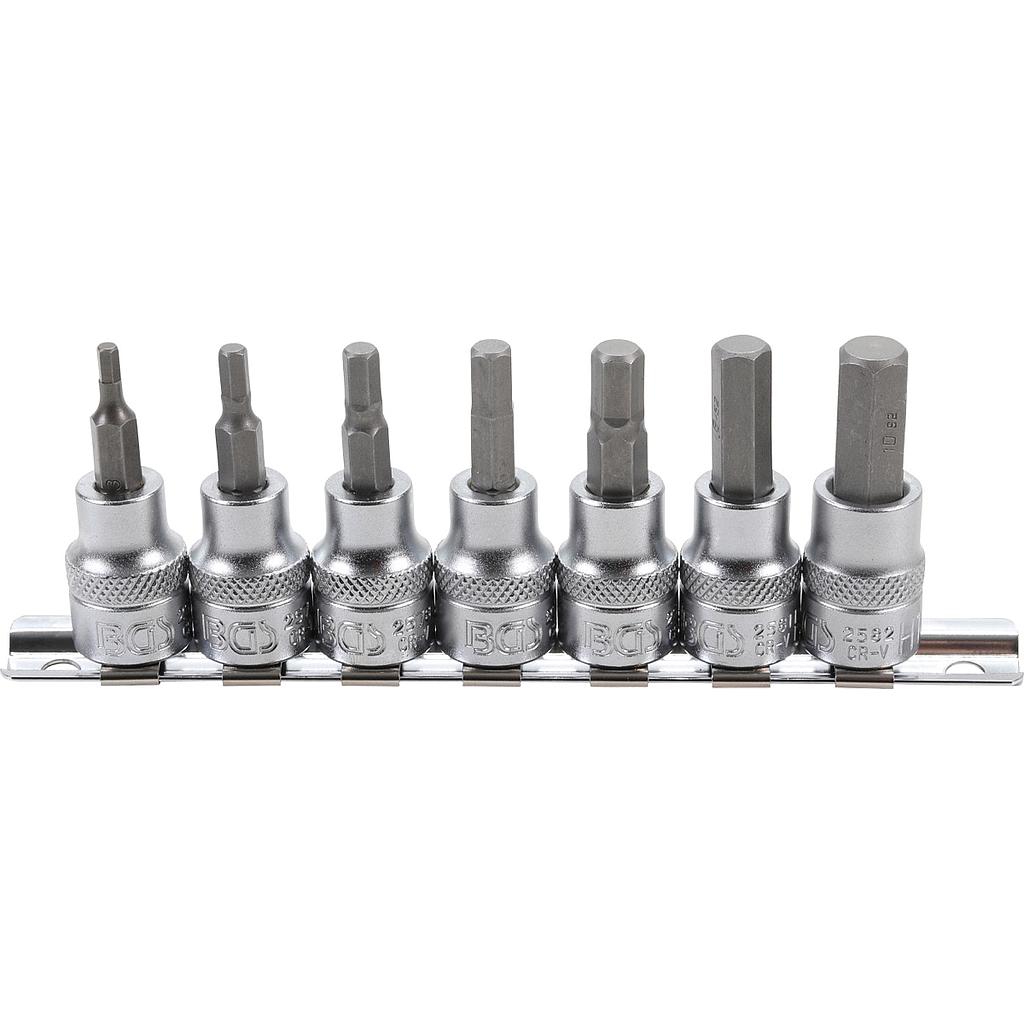 Bit-Einsatz-Satz | Antrieb Innenvierkant 10 mm (3/8&quot;) | Innensechskant 3 - 10 mm | 7-tlg.