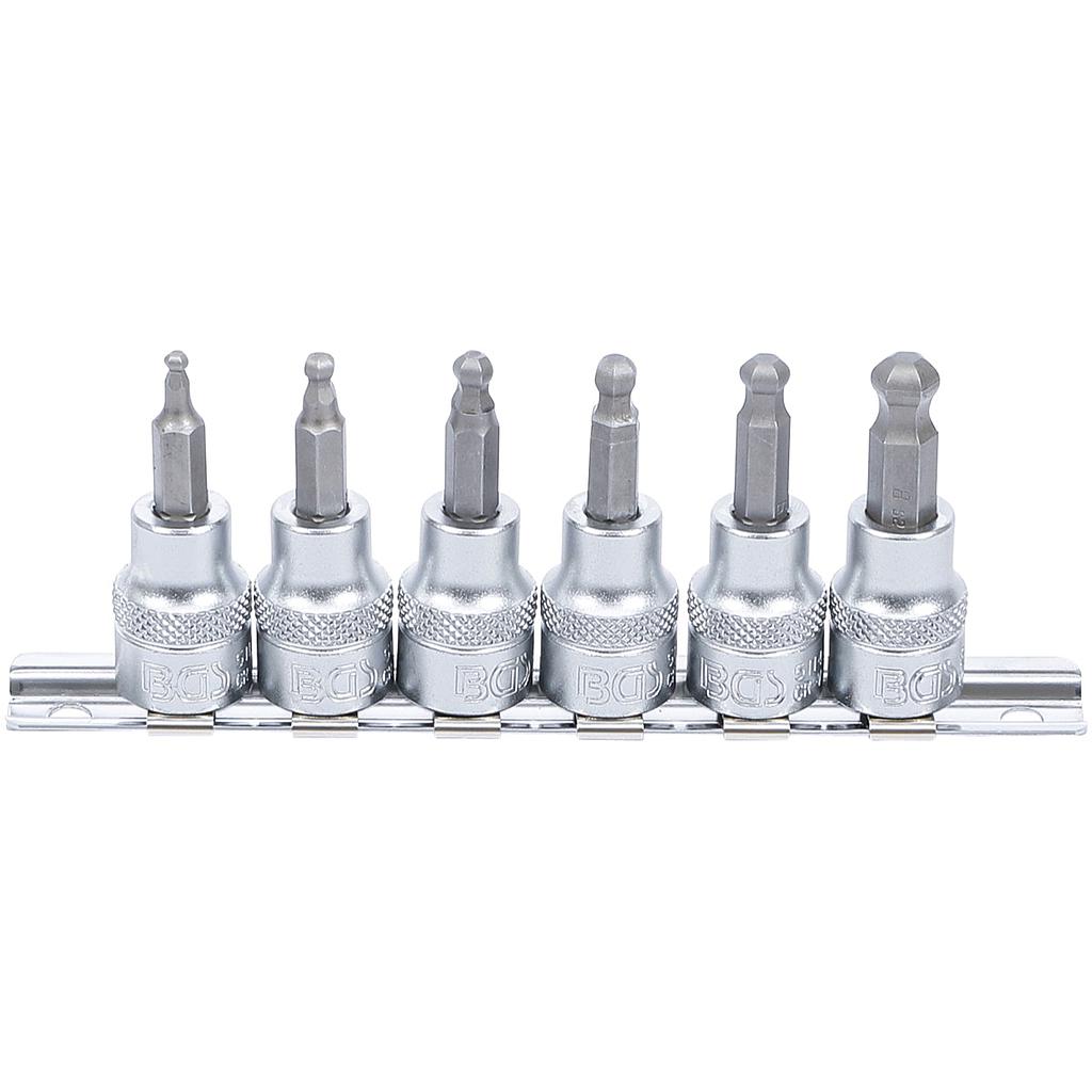 Bit-Einsatz-Satz | Antrieb Innenvierkant 10 mm (3/8&quot;) | Innensechskant mit Kugelkopf 3 - 8 mm | 6-tlg.