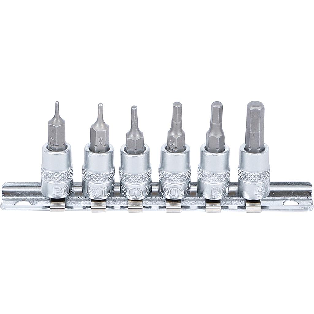 Bit-Einsatz-Satz | Antrieb Innenvierkant 6,3 mm (1/4&quot;) | Innensechskant 1,5 - 6 mm | 6-tlg.