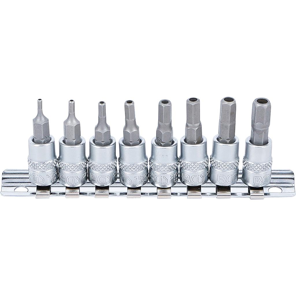 Bit-Einsatz-Satz | Antrieb Innenvierkant 6,3 mm (1/4&quot;) | Innensechskant mit Bohrung 2 - 7 mm | 8-tlg.