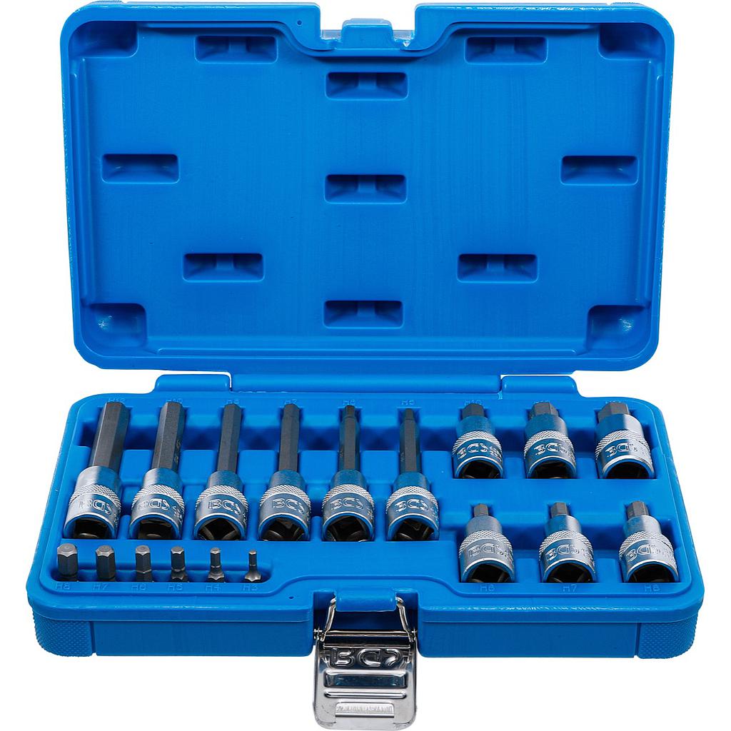 Bit-Einsatz-Satz | Antrieb Innenvierkant 6,3 mm (1/4&quot;) / 12,5 mm (1/2&quot;) | Innensechskant | 18-tlg.