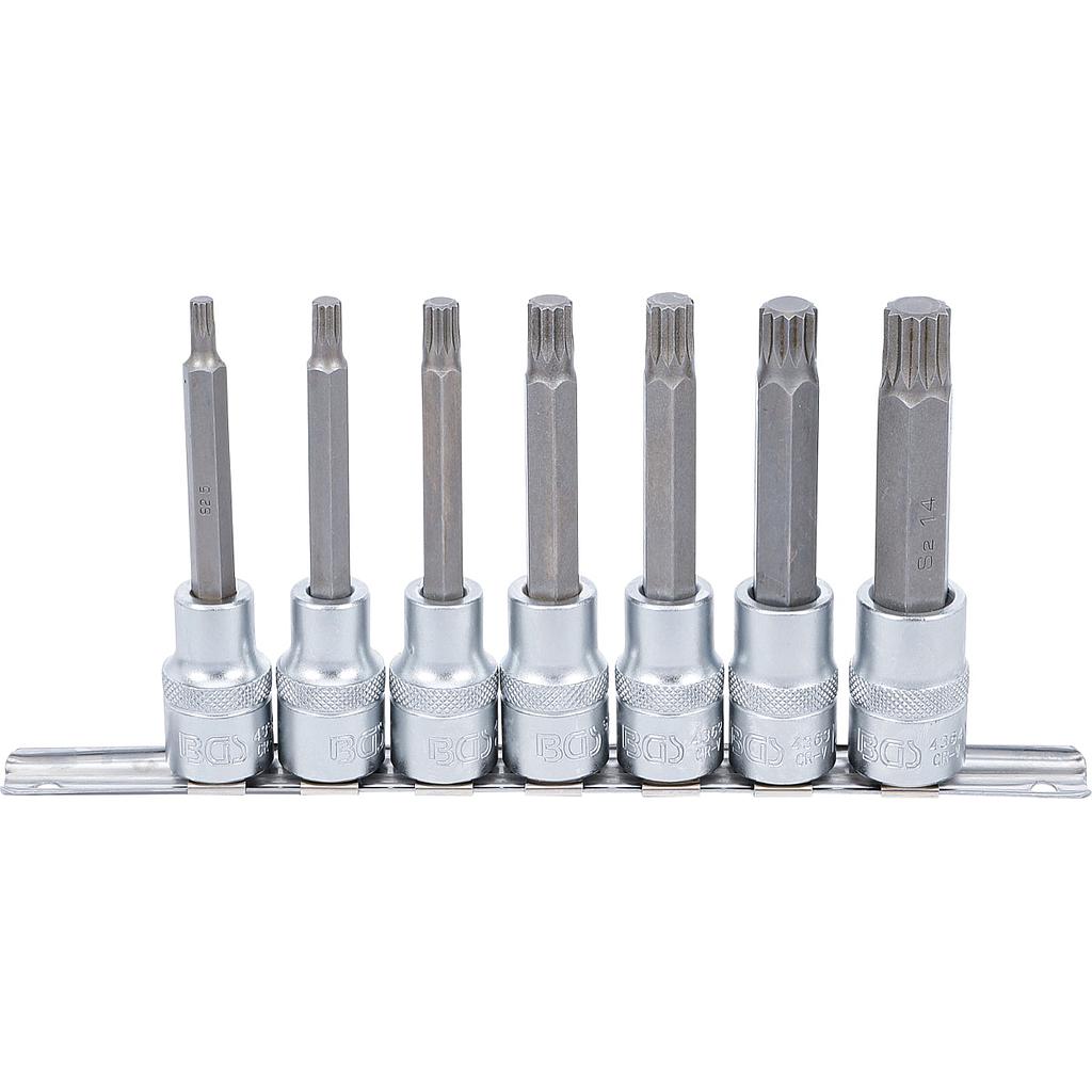 Bit-Einsatz-Satz | Antrieb Innenvierkant 12,5 mm (1/2&quot;) | Innenvielzahn (für XZN) M5 - M14 | 7-tlg.