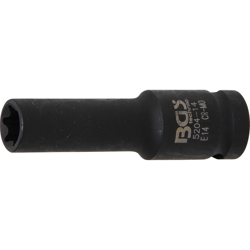 Kraft-Steckschlüssel-Einsatz E-Profil, tief | Antrieb Innenvierkant 12,5 mm (1/2&quot;) | SW E14