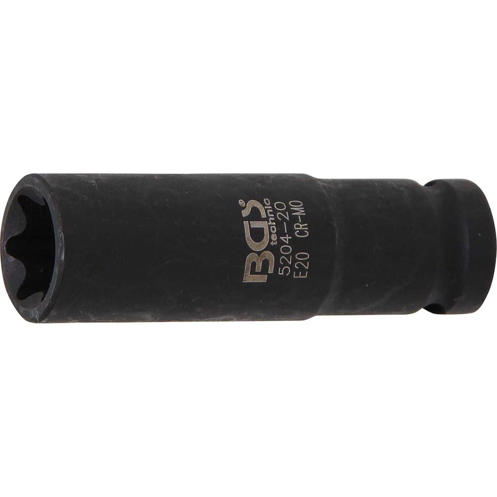 Kraft-Steckschlüssel-Einsatz E-Profil, tief | Antrieb Innenvierkant 12,5 mm (1/2&quot;) | SW E20