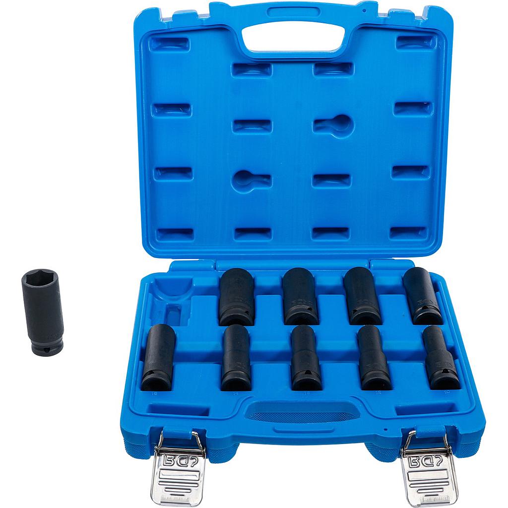 Kraft-Steckschlüssel-Einsatz-Satz Sechskant, tief | Antrieb Innenvierkant 12,5 mm (1/2&quot;) | SW 10 - 24 mm | 10-tlg.