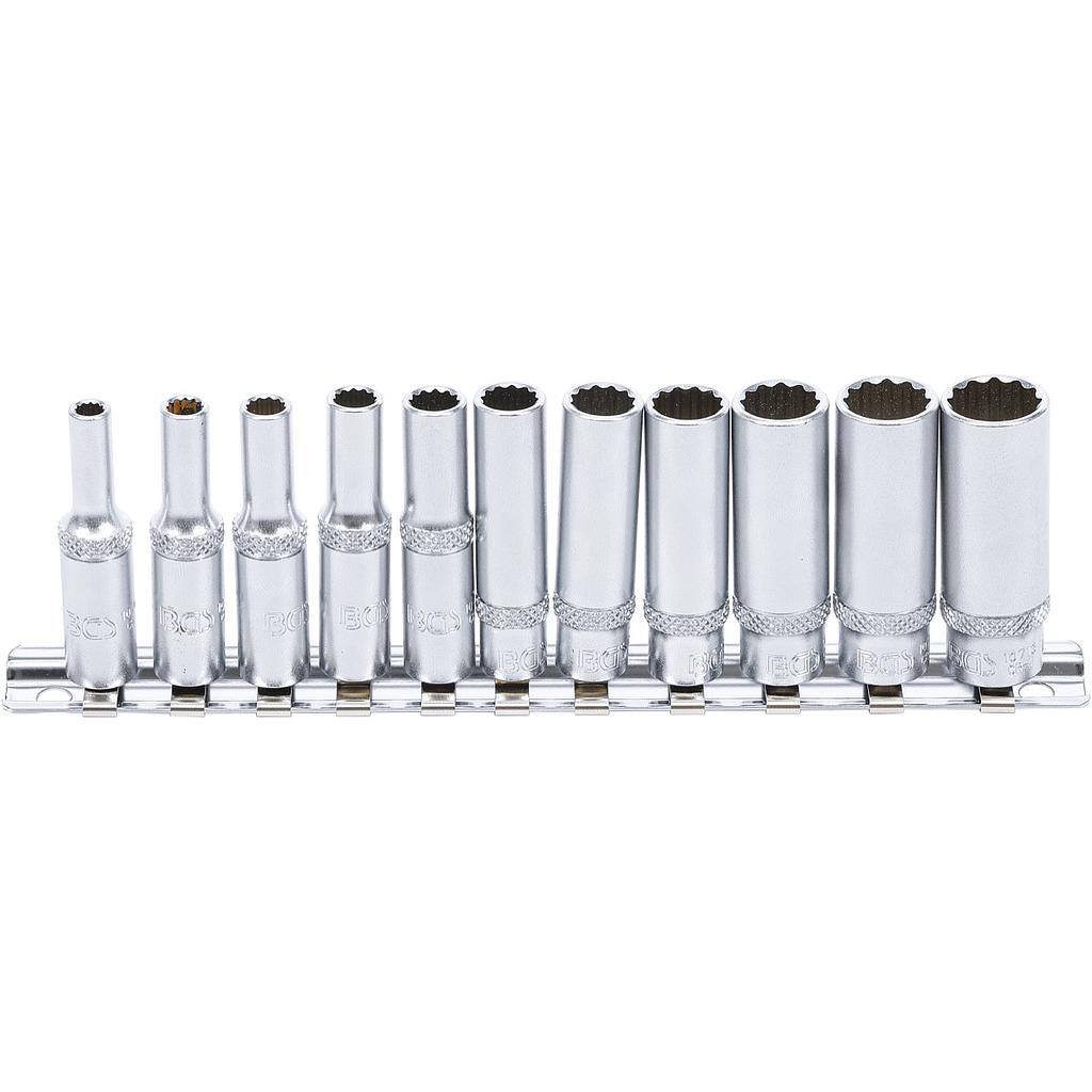 Steckschlüssel-Einsatz-Satz Zwölfkant, tief | Antrieb Innenvierkant 6,3 mm (1/4&quot;) | SW 4 - 13 mm |11-tlg.