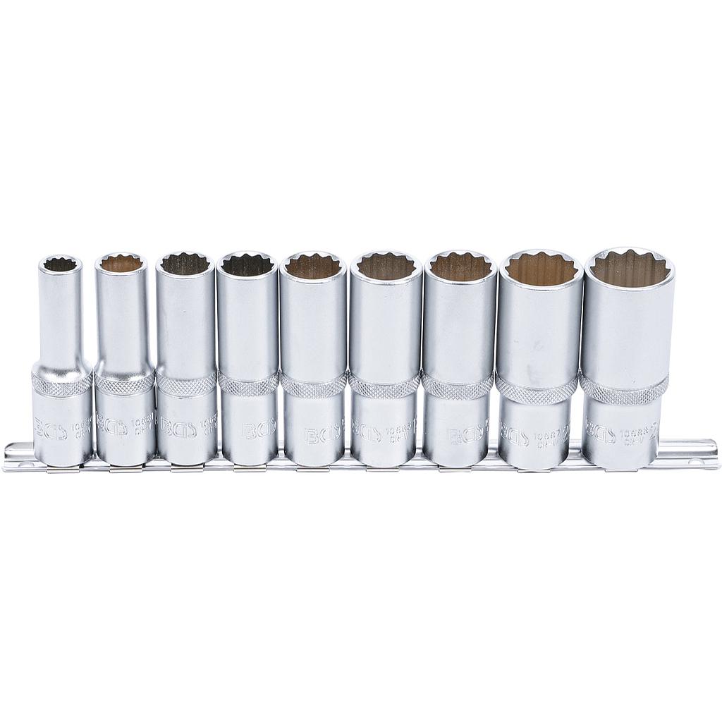 Steckschlüssel-Einsatz-Satz Zwölfkant, tief | Antrieb Innenvierkant 12,5 mm (1/2&quot;) | SW 10 - 24 mm | 9-tlg.