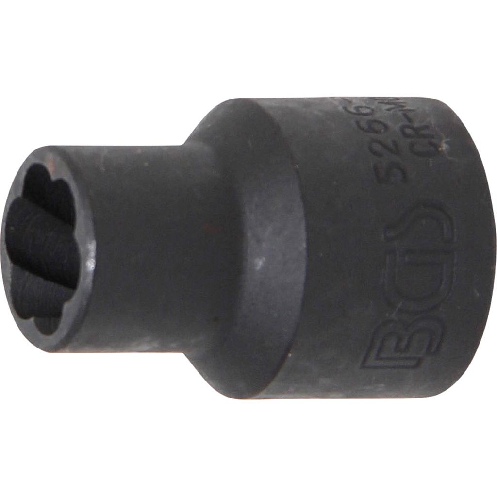 Spiral-Profil-Steckschlüssel-Einsatz / Schraubenausdreher | Antrieb Innenvierkant 12,5 mm (1/2&quot;) | SW 11 mm
