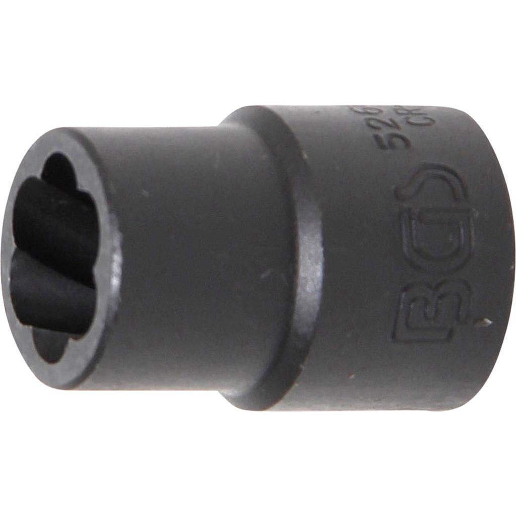 Spiral-Profil-Steckschlüssel-Einsatz / Schraubenausdreher | Antrieb Innenvierkant 12,5 mm (1/2&quot;) | SW 13 mm