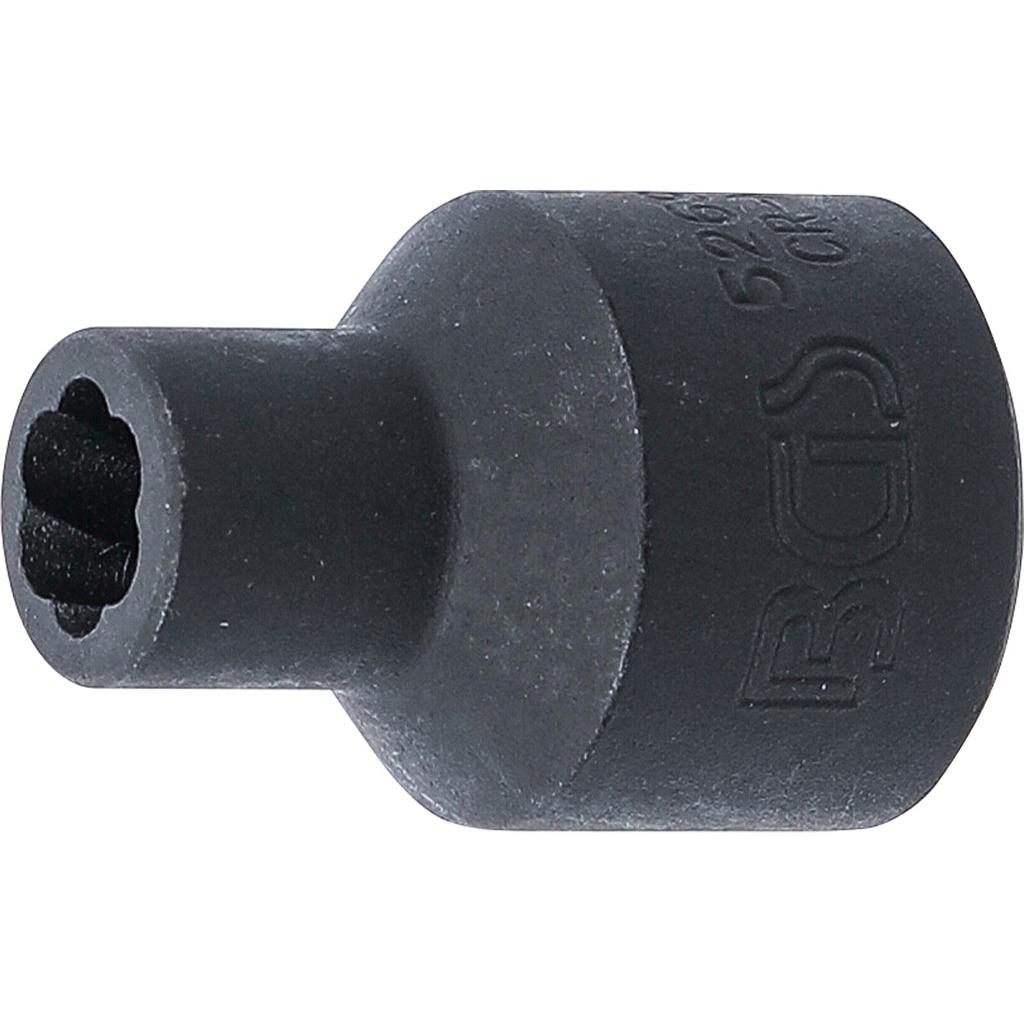 Spiral-Profil-Steckschlüssel-Einsatz / Schraubenausdreher | Antrieb Innenvierkant 12,5 mm (1/2&quot;) | SW 8 mm