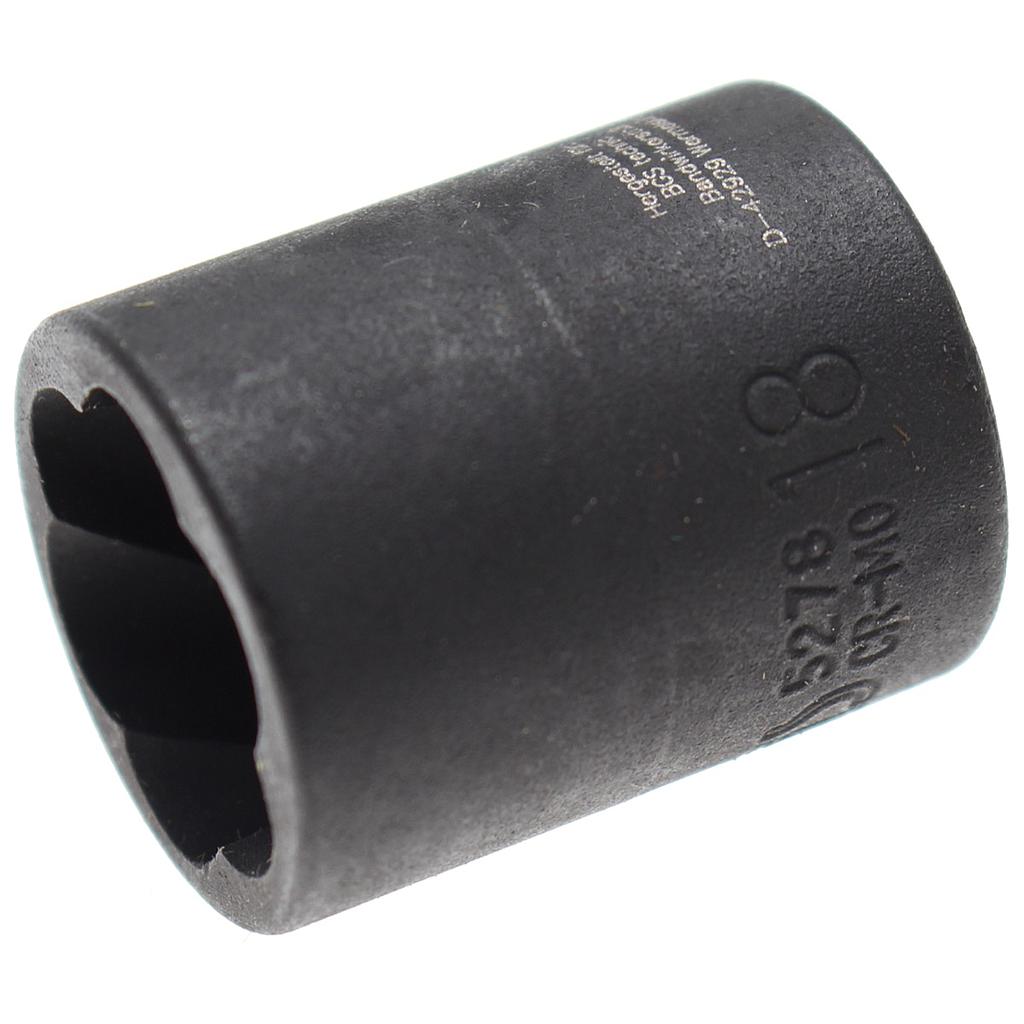 Spiral-Profil-Steckschlüssel-Einsatz / Schraubenausdreher | Antrieb Innenvierkant 10 mm (3/8&quot;) | SW 18 mm