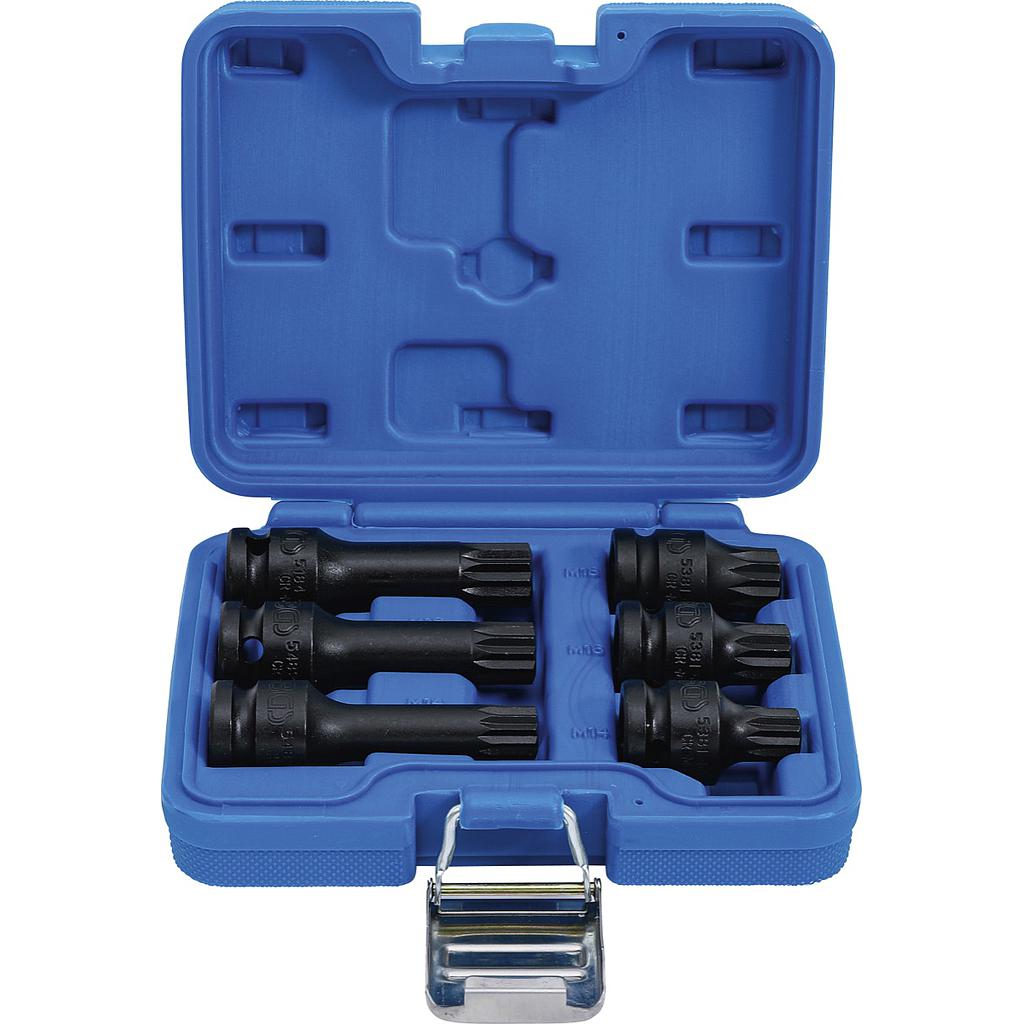Kraft-Bit-Einsatz-Satz | Antrieb Innenvierkant 12,5 mm (1/2&quot;) | Innenvielzahn (für XZN) M14 - M18 | 6-tlg.