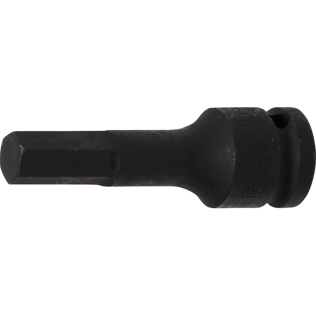 Kraft-Bit-Einsatz | Länge 75 mm | Antrieb Innenvierkant 12,5 mm (1/2&quot;) | Innensechskant 12 mm