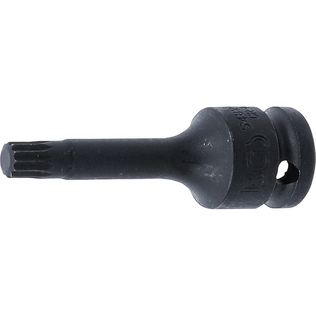 Kraft-Bit-Einsatz | Länge 75 mm | Antrieb Innenvierkant 12,5 mm (1/2&quot;) | Innenvielzahn (für XZN) M9