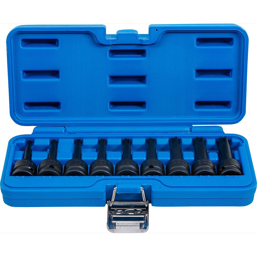 Kraft-Bit-Einsatz-Satz | Antrieb Innenvierkant 12,5 mm (1/2&quot;) | Keil-Profil (für Ribe) M5 - M14 | 9-tlg.
