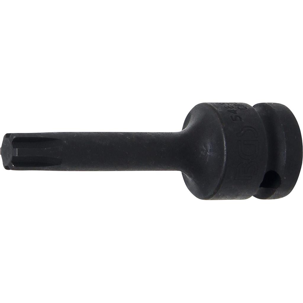 Kraft-Bit-Einsatz | Länge 75 mm | Antrieb Innenvierkant 12,5 mm (1/2&quot;) | Keil-Profil (für RIBE) M10