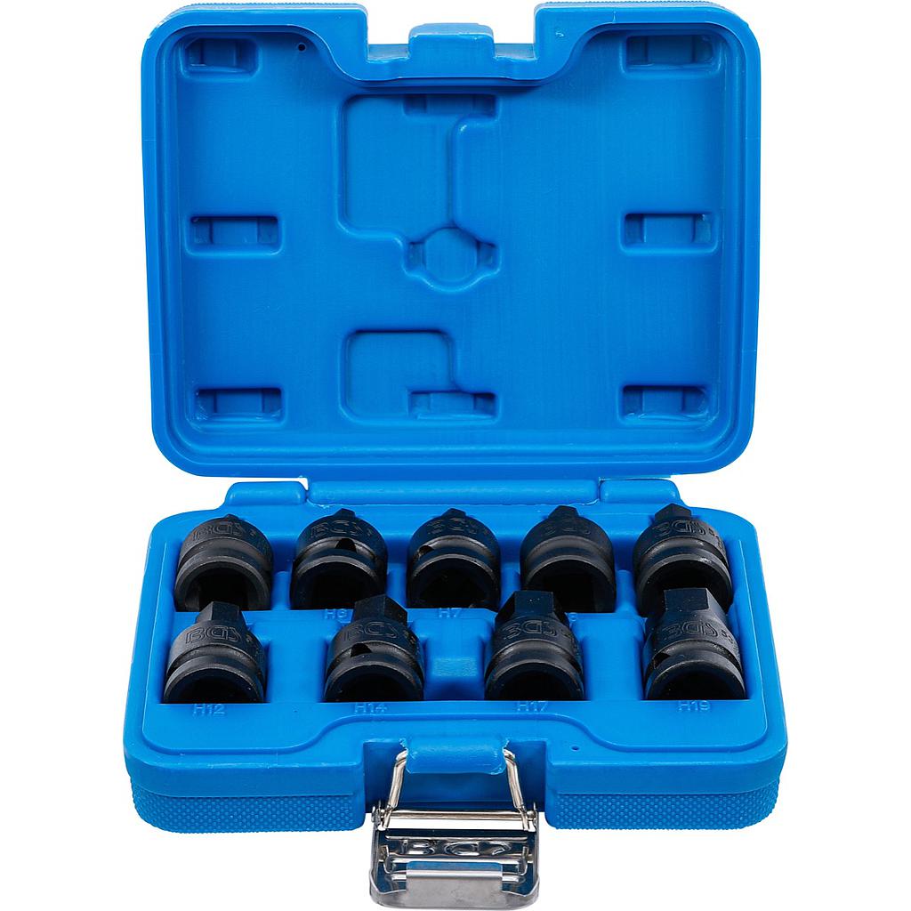 Kraft-Bit-Einsatz-Satz | Antrieb Innenvierkant 12,5 mm (1/2&quot;) | Innensechskant 5 - 19 mm | 9-tlg.