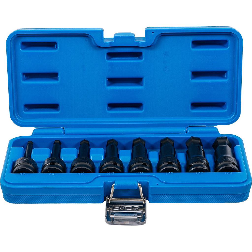 Kraft-Bit-Einsatz-Satz | Länge 75 mm | Antrieb Innenvierkant 12,5 mm (1/2&quot;) | Innensechskant mit Kugelkopf 6 - 19 mm | 8-tlg.