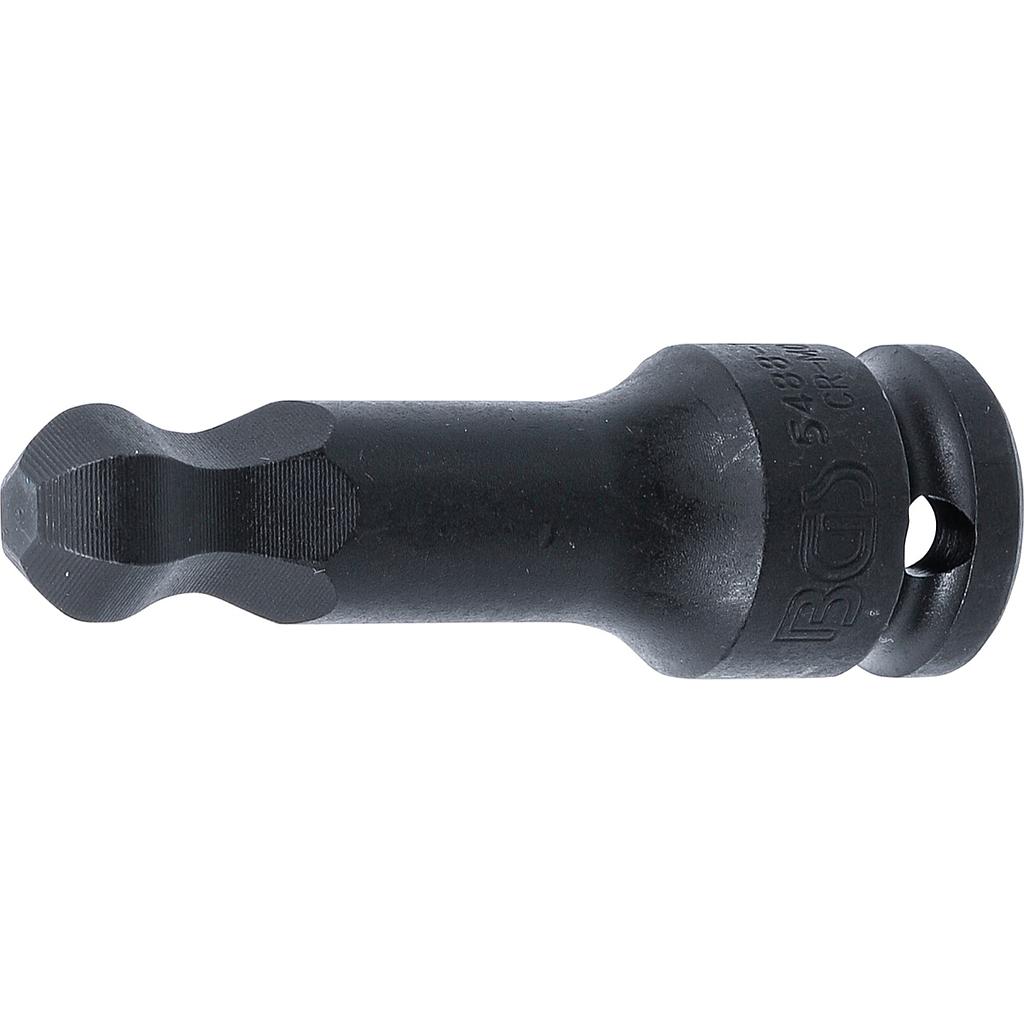 Kraft-Bit-Einsatz | Länge 75 mm | Antrieb Innenvierkant 12,5 mm (1/2&quot;) | Innensechskant mit Kugelkopf 14 mm
