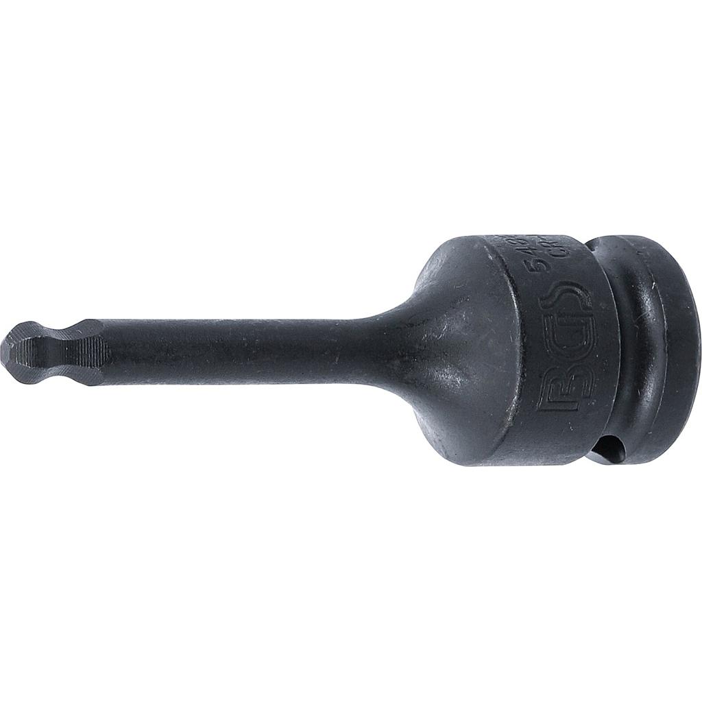 Kraft-Bit-Einsatz | Länge 75 mm | Antrieb Innenvierkant 12,5 mm (1/2&quot;) | Innensechskant mit Kugelkopf 6 mm