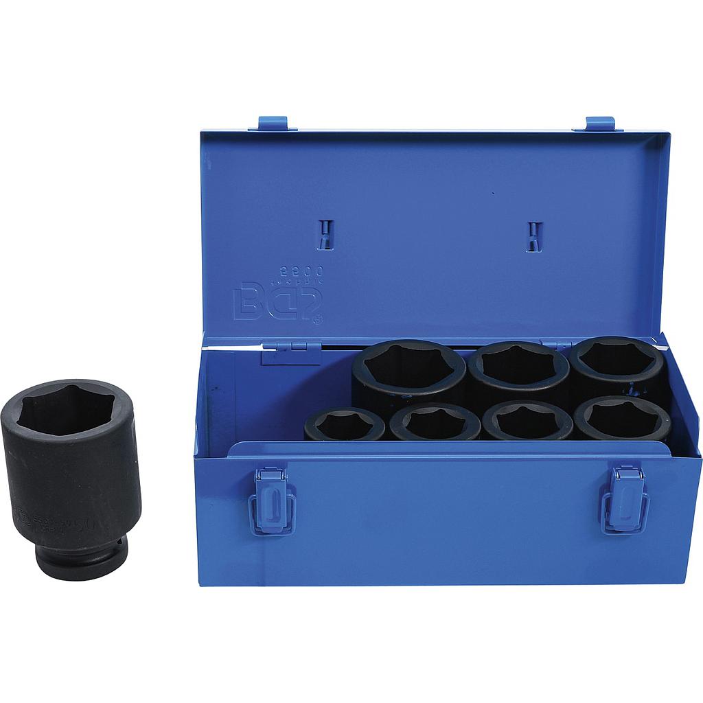 Kraft-Steckschlüssel-Einsatz-Satz Sechskant, tief | Antrieb Innenvierkant 25 mm (1&quot;) | SW 27 - 50 mm | 8-tlg.