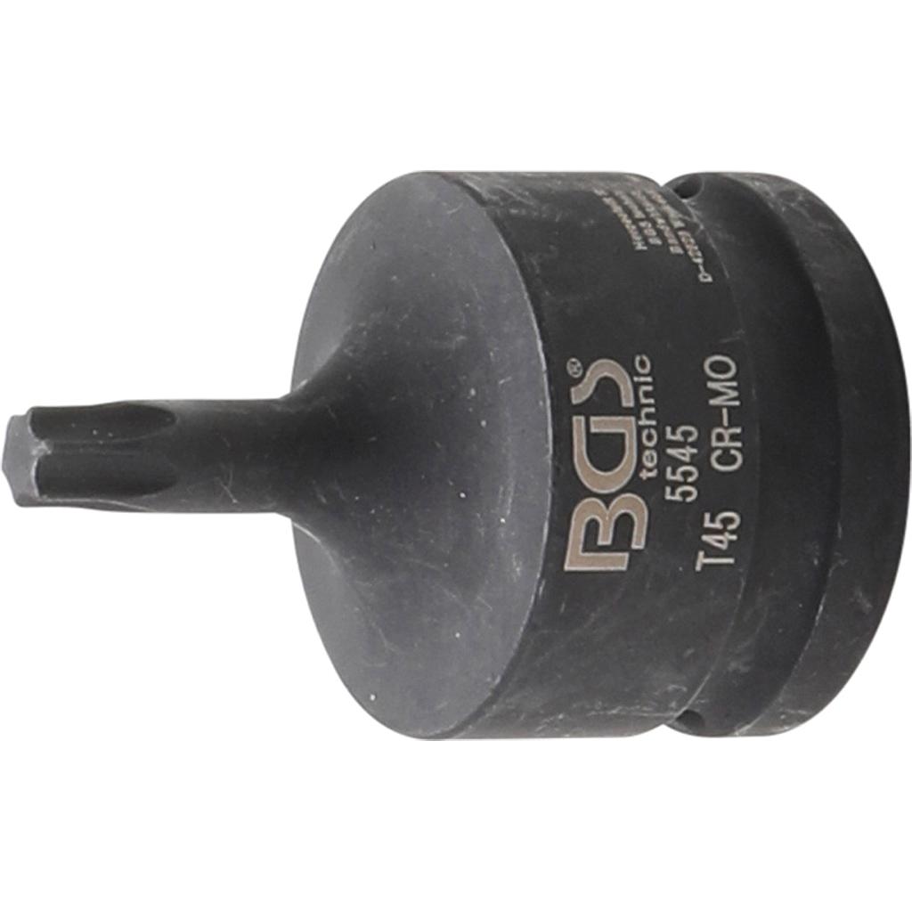 Kraft-Bit-Einsatz | Länge 60 mm | Antrieb Innenvierkant 20 mm (3/4&quot;) | T-Profil (für Torx) T45