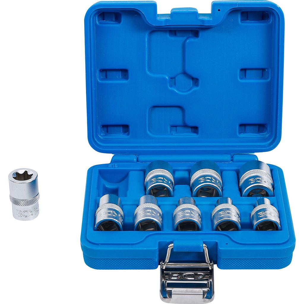 Steckschlüssel-Einsatz-Satz E-Profil | Antrieb Innenvierkant 12,5 mm (1/2&quot;) | SW E10 - E24 | 9-tlg.