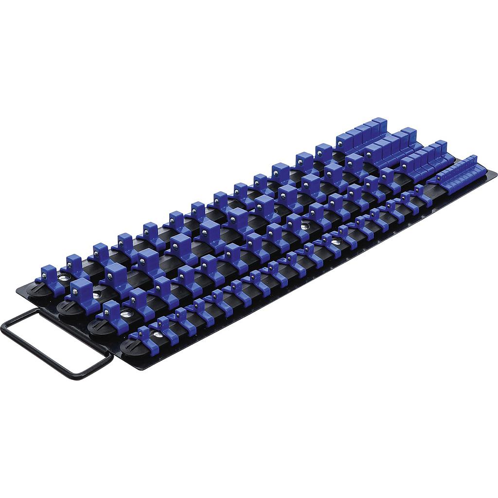 Aufsteckschienen-Set für Steckschlüssel-Einsätze | mit 80 Clips | für Einsätze 6,3 mm (1/4&quot;), 10 mm (3/8&quot;), 12,5 mm (1/2&quot;)