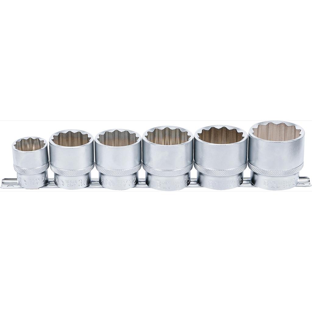 Steckschlüssel-Einsatz-Satz, Zwölfkant | Antrieb Innenvierkant 12,5 mm (1/2&quot;) | SW 24 - 38 mm | 6-tlg.