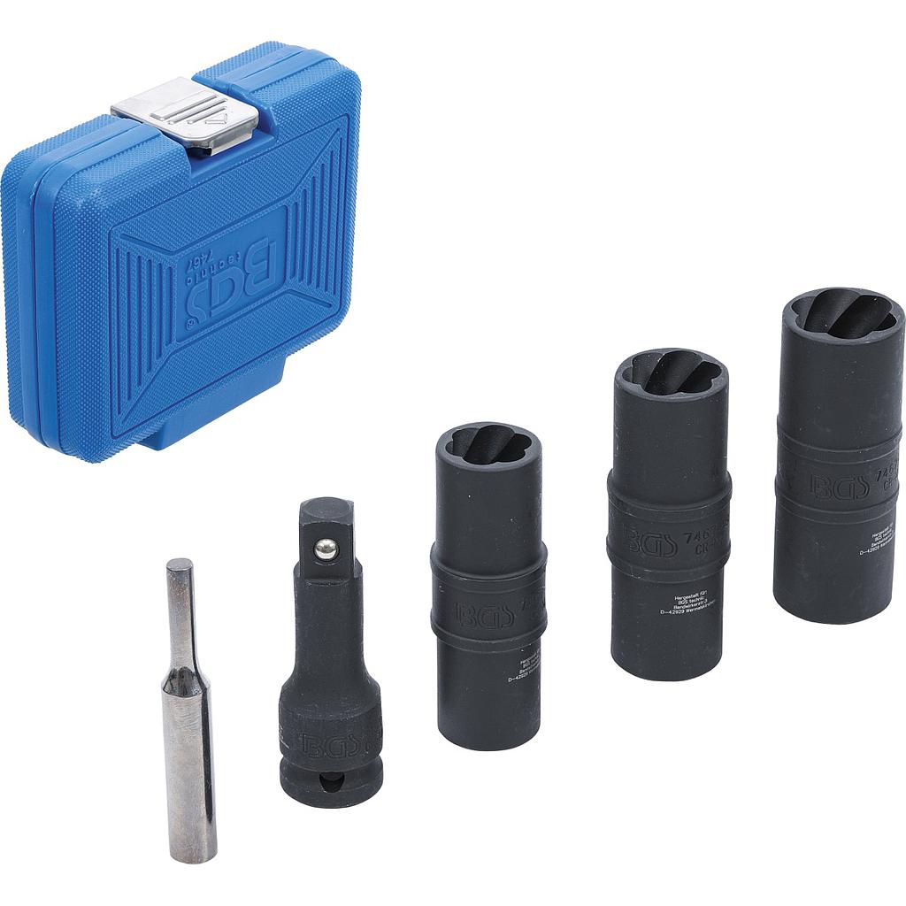 Kraft-Spezial-Steckschlüssel-Wendeeinssatz-Satz | Sechskant &amp; Schraubendreher 17 - 19 - 21 mm | 12,5 mm (1/2&quot;) | 3-tlg.