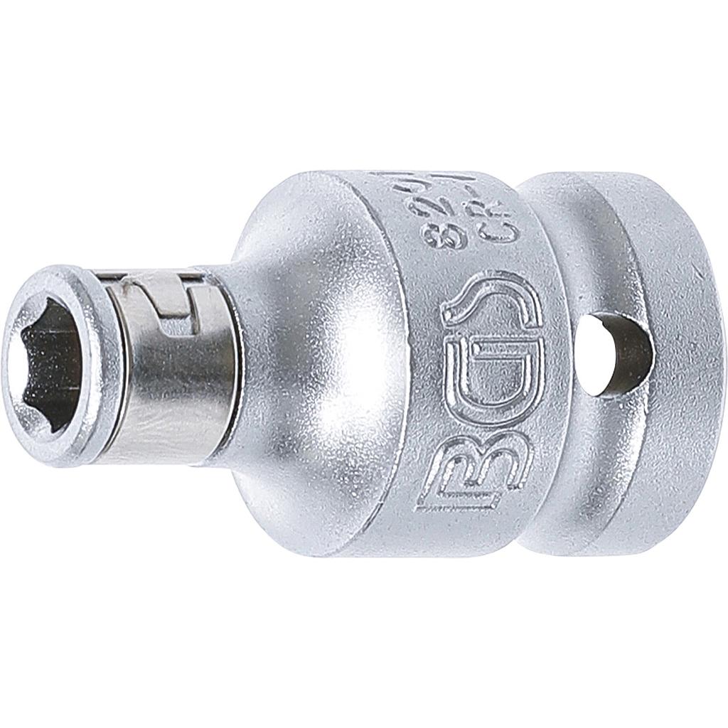 Bit-Adapter mit Haltekugel | Innenvierkant 12,5 mm (1/2&quot;) | Innensechskant 6,3 mm (1/4&quot;)
