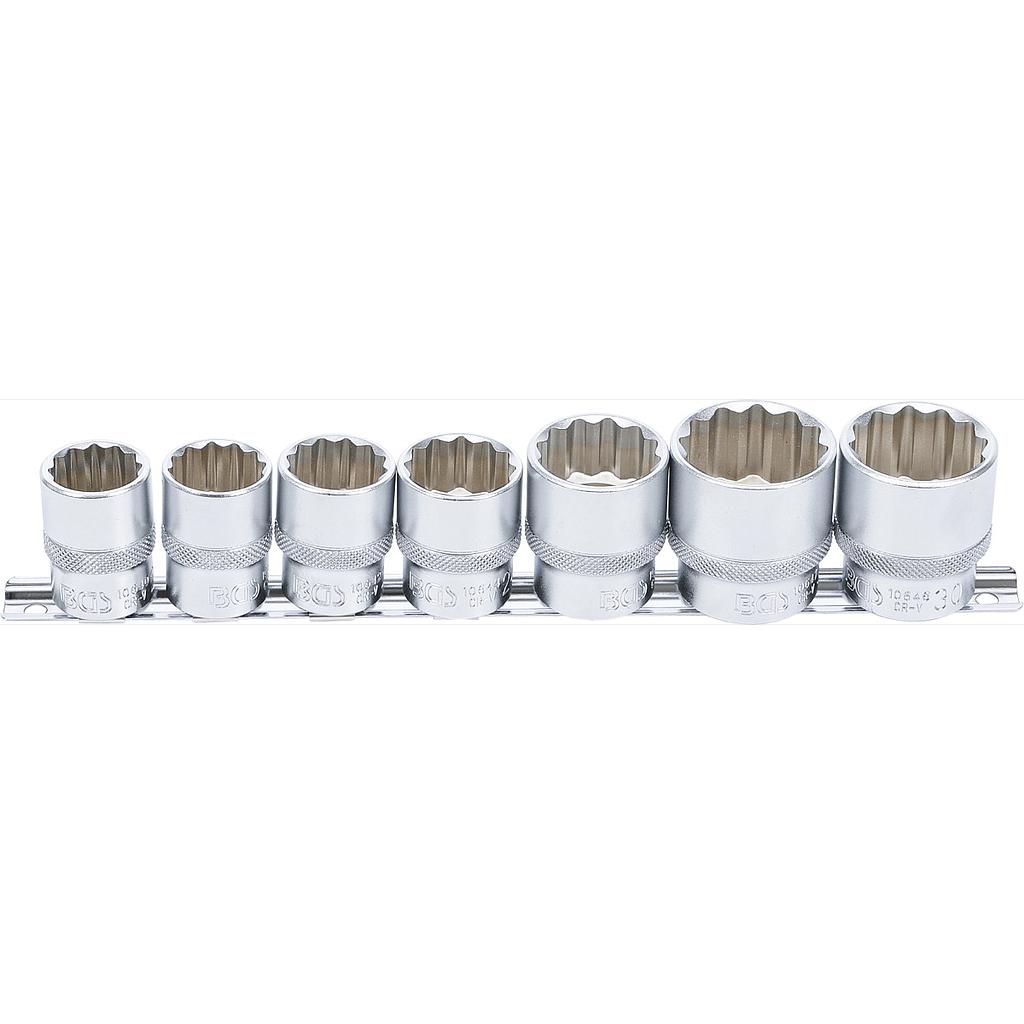 Steckschlüssel-Einsatz-Satz, Zwölfkant | Antrieb Innenvierkant 12,5 mm (1/2&quot;) | SW 20 - 32 mm | 7-tlg.