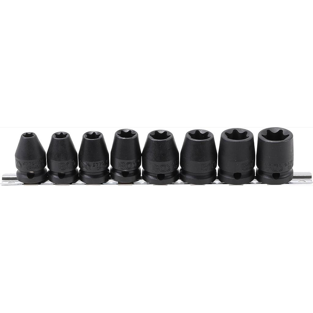 Kraft-Steckschlüssel-Einsatz-Satz E-Profil | Antrieb Innenvierkant 12,5 mm (1/2&quot;) | SW E10 - E24 | 8-tlg.