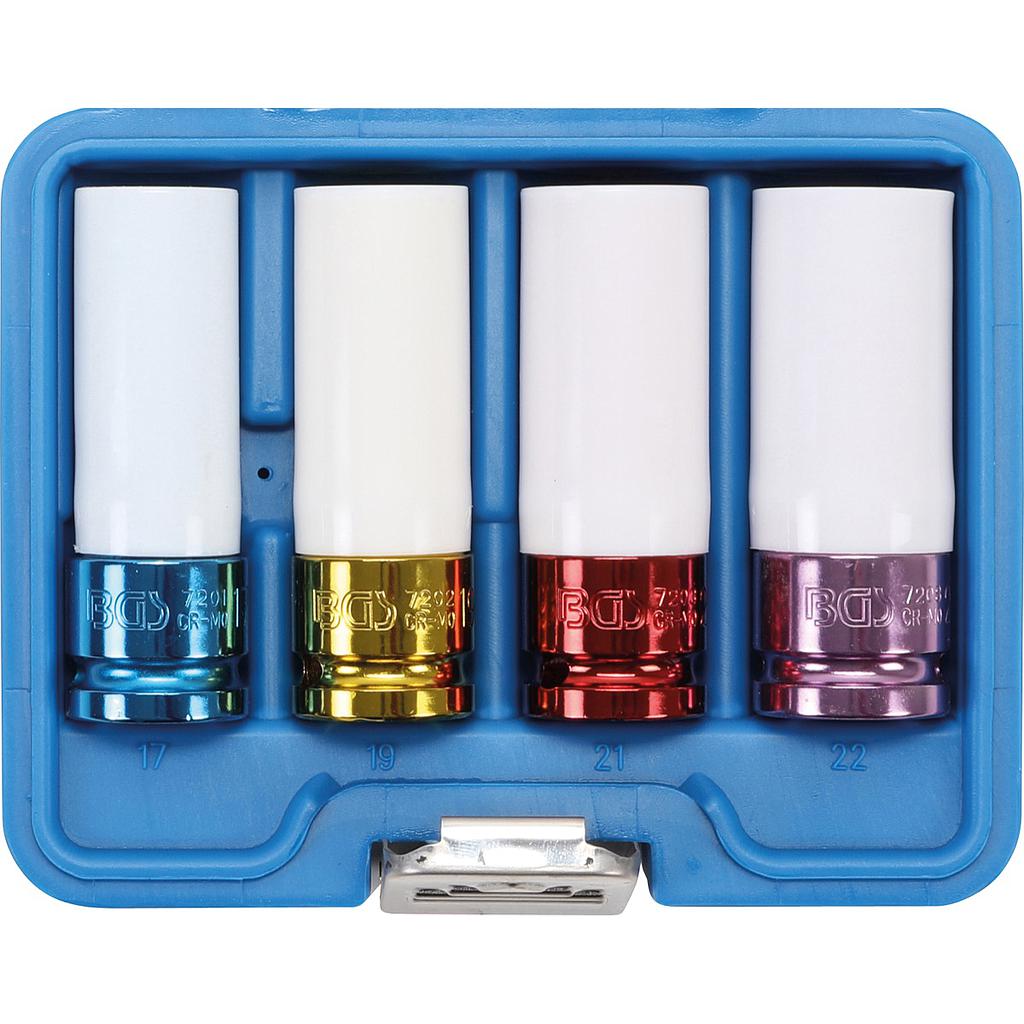Kraft-Schoneinsatz-Satz | Antrieb Innenvierkant 12,5 mm (1/2&quot;) | SW 17 / 19 / 21 / 22 mm | 4-tlg.