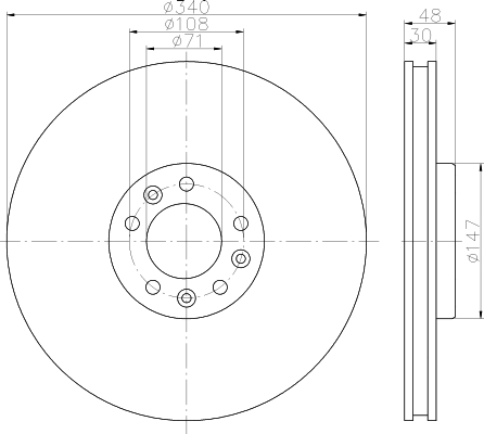 C5 / C6 7/09- (2.2HDi/3.0HDi) / 407 (3.0V6 na 10/11 /3.0HDi) / 508 (2.0HDi/2.2HDi) remschijf voorzijde (1x)